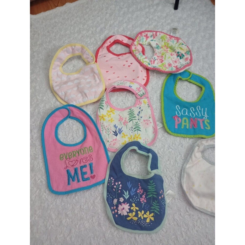 Baby Girl Infant Toddler Feeding Bibs  Lot Of  8 PCs Cloud Island -Carters